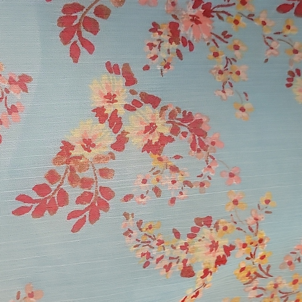 LC Lauren Conrad Blue, Red, Pink and Yellow Flutter Sleeve Blouse - Picture 8 of 8